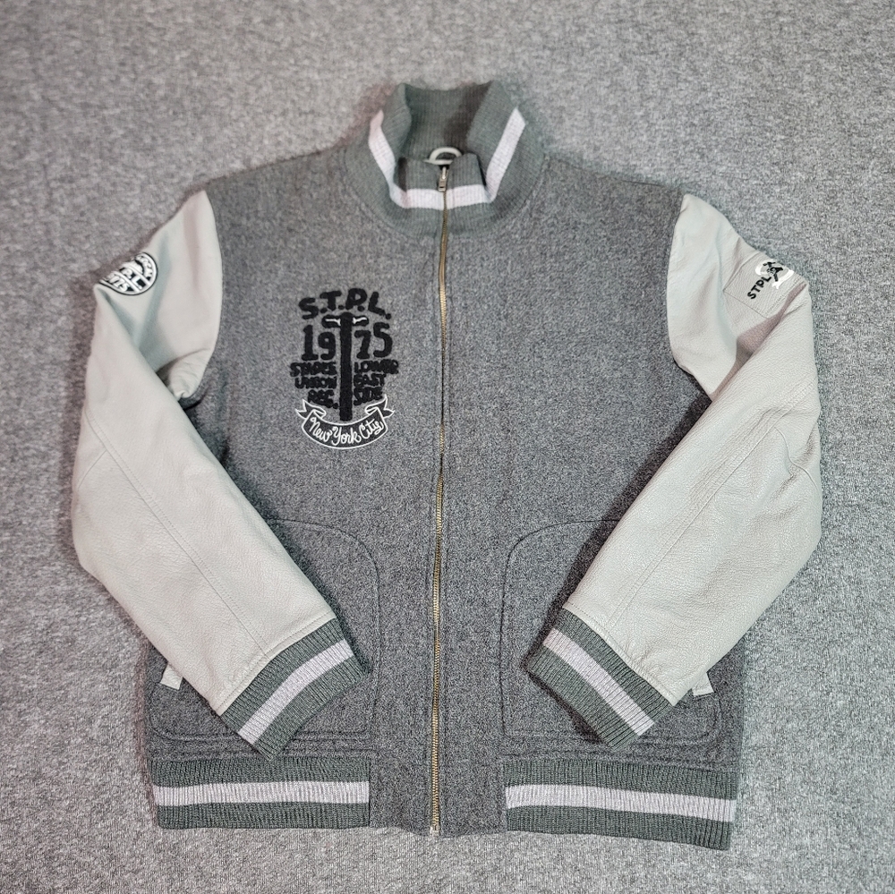 Staple STPL 1975 Varsity Jacket Mens XL Wool Body Genuine Leather Sleeves NYC